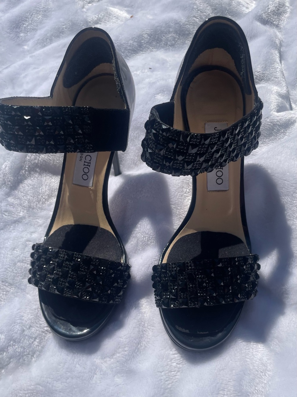 Jimmy Choo Black Crystal-Embellished heels